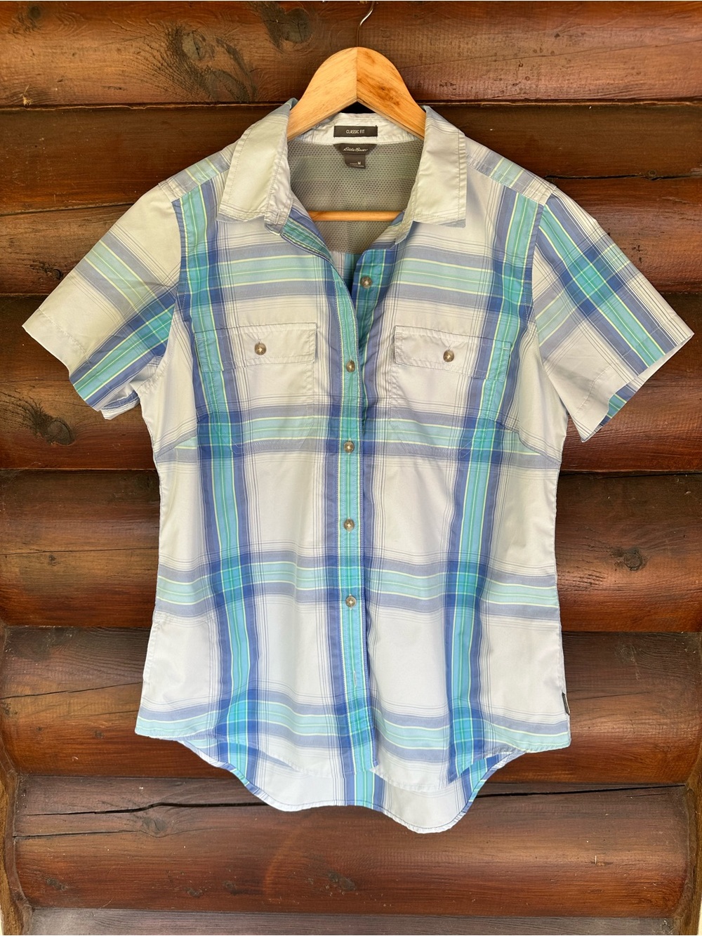 Eddie Bauer light Blue Plaid Button-Up Shirt